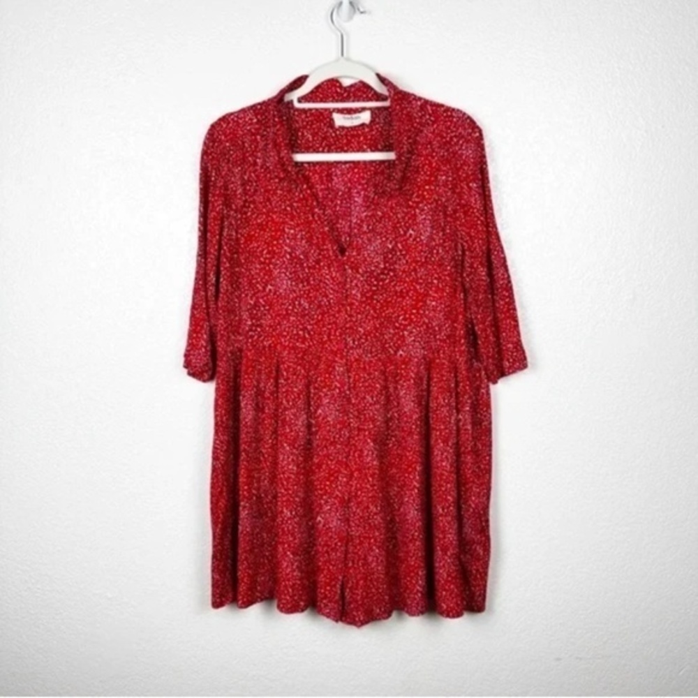 Ba&sh Alma Shift Dress in Rouge Red Geometric Print Size 1 (Small)